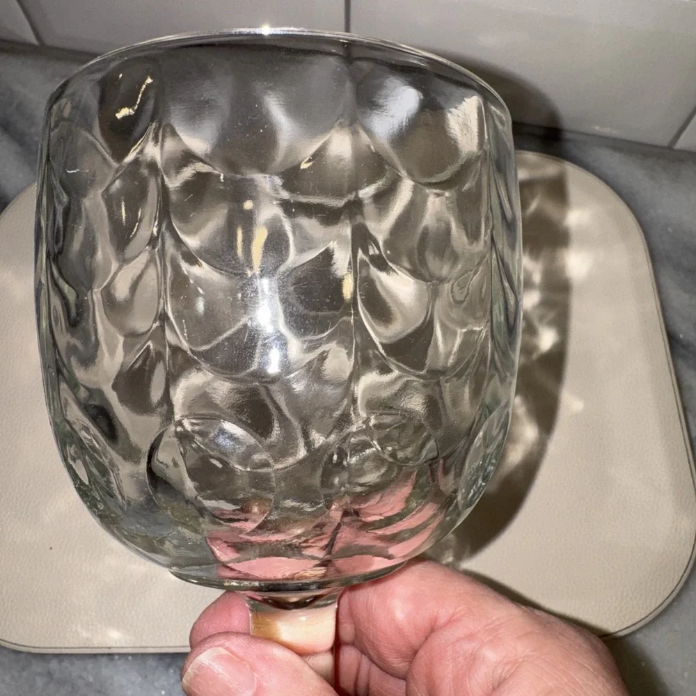 Set Of 6 VTG Bartlett Collin's THUMBPRINT/drape Optic Design GLASS GOBLET GW0001